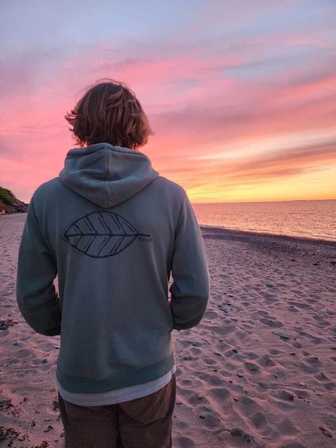 Organic Cotton Hoodie with Leaf Print