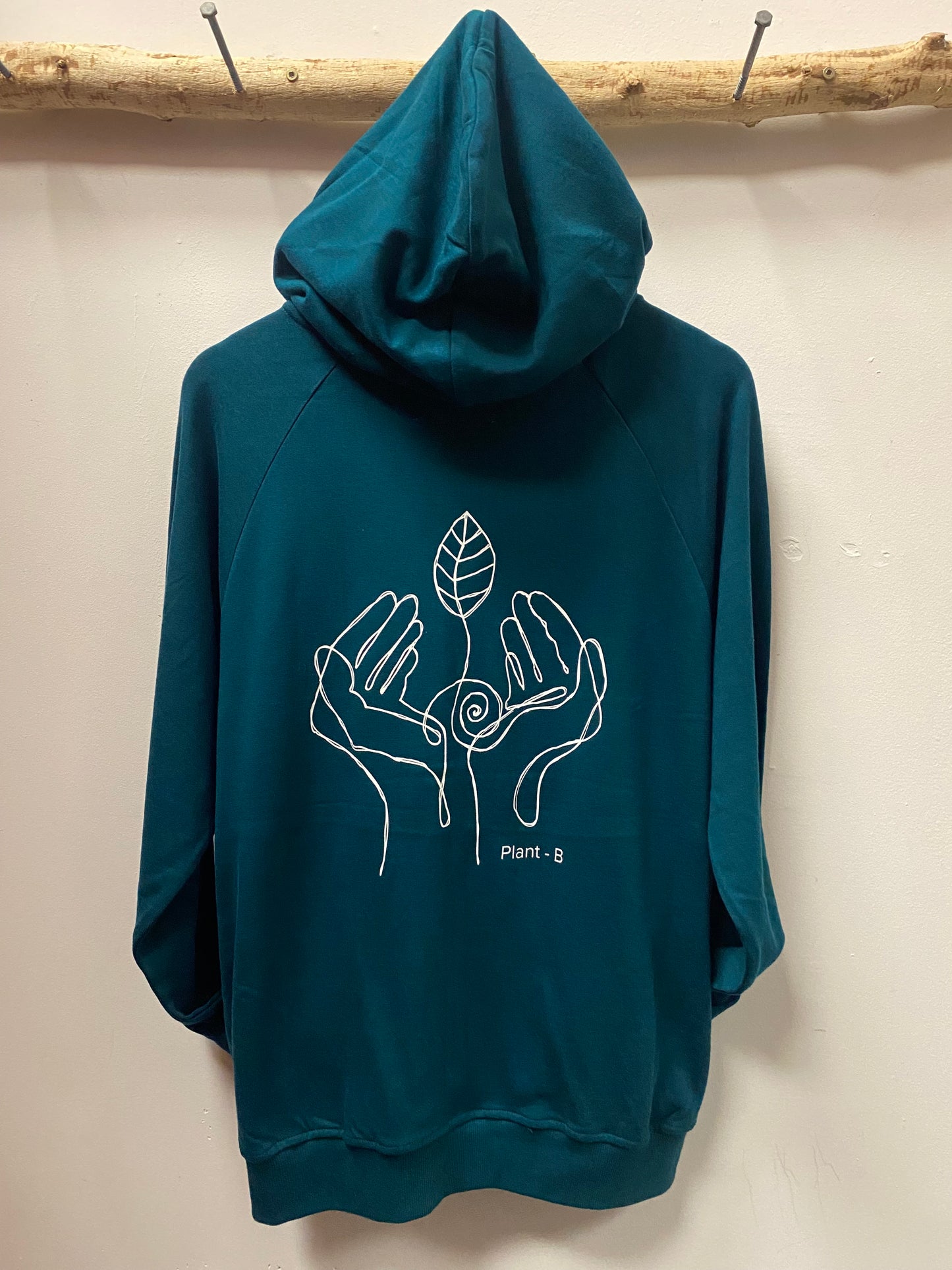 Bamboo Zipper Hoodie - Peacock Green with Origins Print