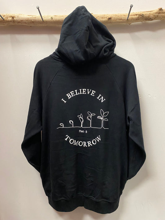 Bamboo Zipper Hoodie - Black with Sprouts Print
