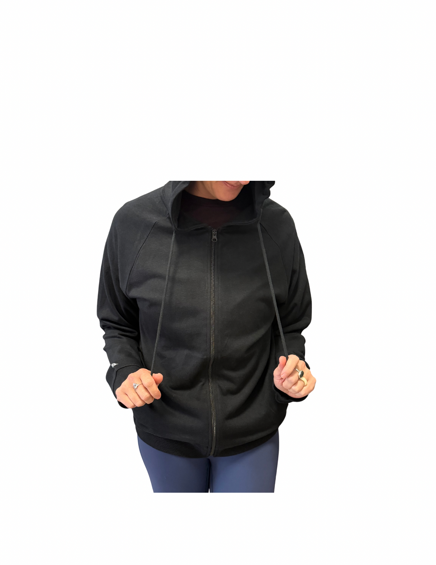 Bamboo Zipper Hoodie - Black with Origins Print