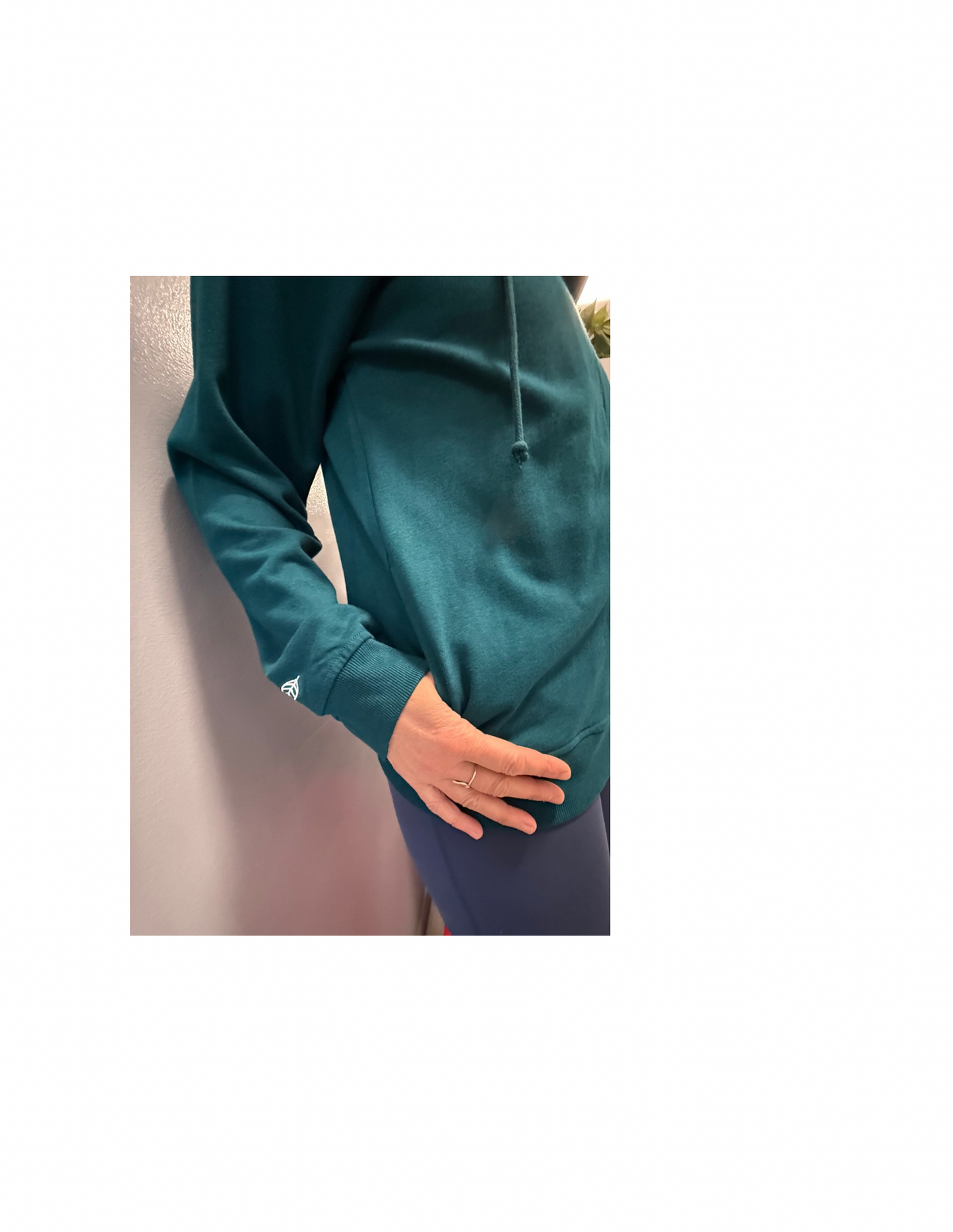 Bamboo Zipper Hoodie - Peacock Green with Sprouts Print