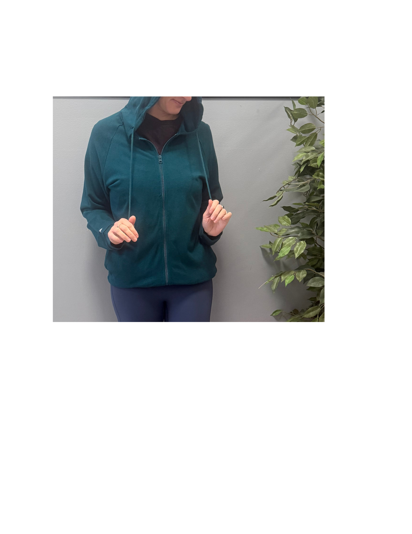Bamboo Zipper Hoodie - Peacock Green with Sprouts Print