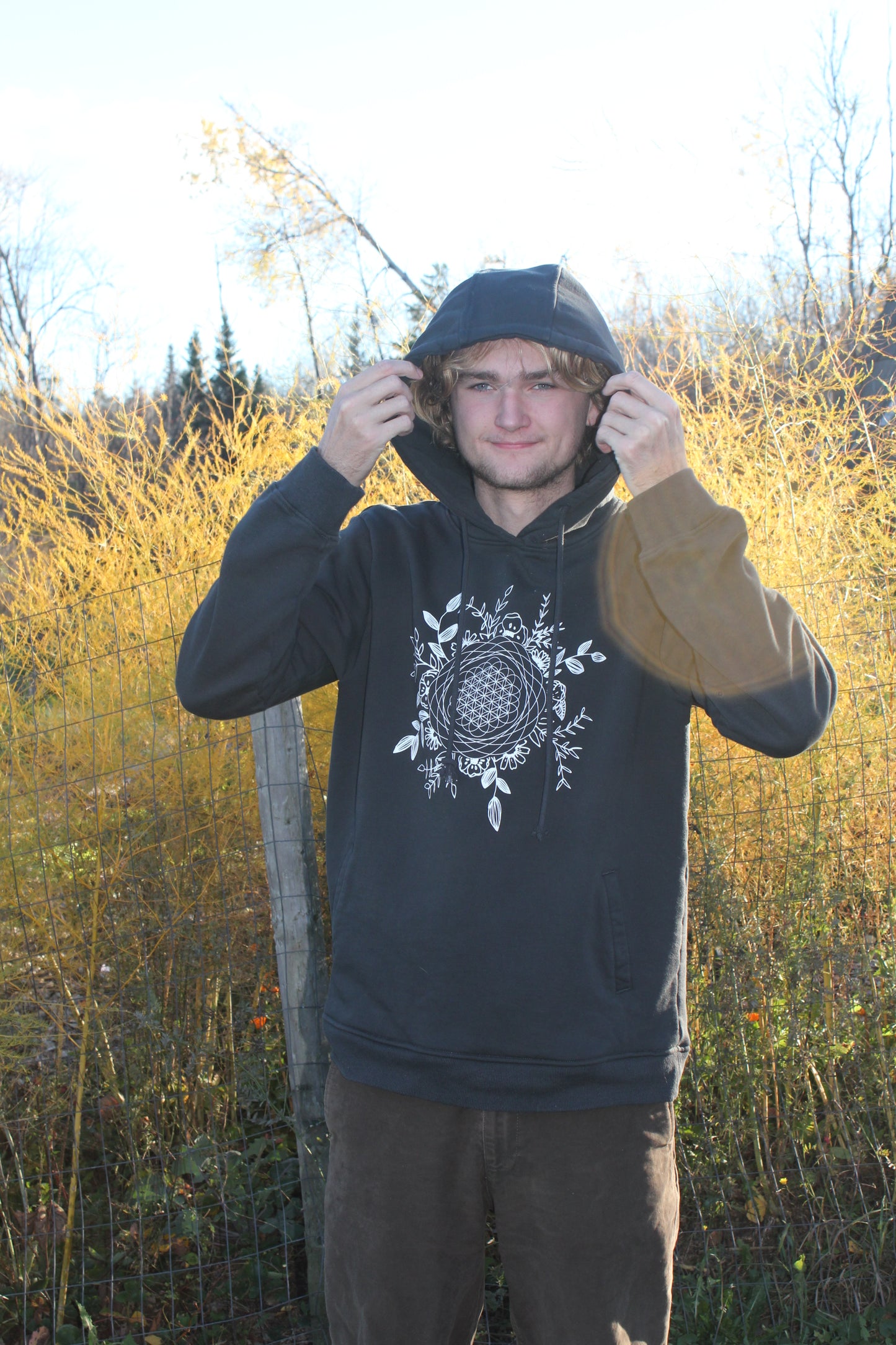 NEW 100% organic cotton hoodie with 3 panel hood